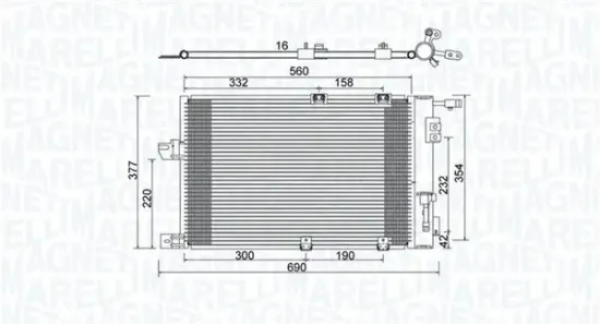 Kondensator, Klimaanlage MAGNETI MARELLI 350203927000 Bild Kondensator, Klimaanlage MAGNETI MARELLI 350203927000