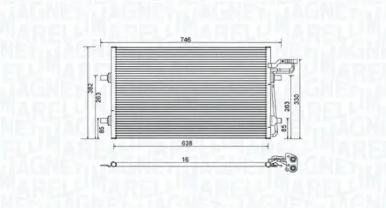 Kondensator, Klimaanlage MAGNETI MARELLI 350203934000 Bild Kondensator, Klimaanlage MAGNETI MARELLI 350203934000