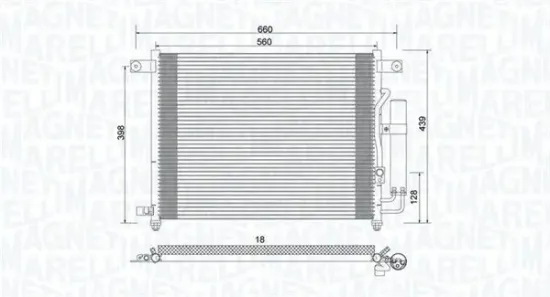 Kondensator, Klimaanlage MAGNETI MARELLI 350203943000 Bild Kondensator, Klimaanlage MAGNETI MARELLI 350203943000