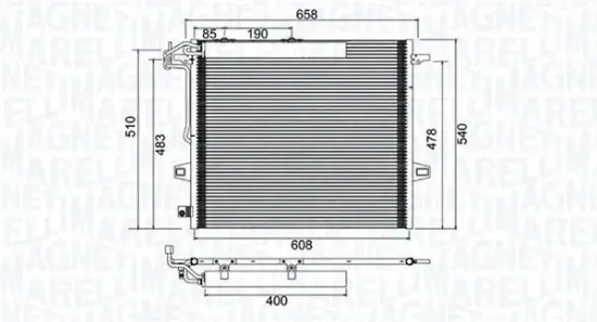 Kondensator, Klimaanlage MAGNETI MARELLI 350203947000 Bild Kondensator, Klimaanlage MAGNETI MARELLI 350203947000