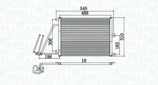 Kondensator, Klimaanlage MAGNETI MARELLI 350203950000 Bild Kondensator, Klimaanlage MAGNETI MARELLI 350203950000