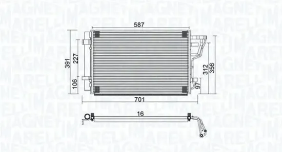 Kondensator, Klimaanlage MAGNETI MARELLI 350203951000 Bild Kondensator, Klimaanlage MAGNETI MARELLI 350203951000