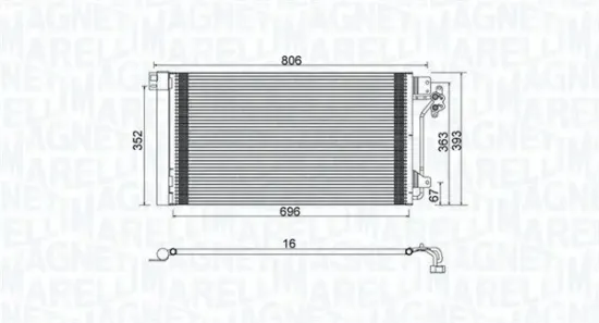 Kondensator, Klimaanlage MAGNETI MARELLI 350203962000 Bild Kondensator, Klimaanlage MAGNETI MARELLI 350203962000