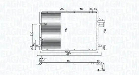 Kondensator, Klimaanlage MAGNETI MARELLI 350203979000 Bild Kondensator, Klimaanlage MAGNETI MARELLI 350203979000