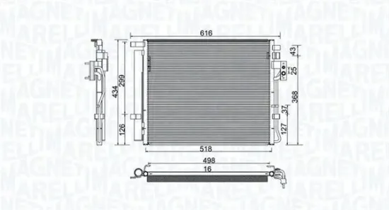 Kondensator, Klimaanlage MAGNETI MARELLI 350203983000 Bild Kondensator, Klimaanlage MAGNETI MARELLI 350203983000