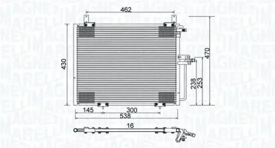 Kondensator, Klimaanlage MAGNETI MARELLI 350203988000 Bild Kondensator, Klimaanlage MAGNETI MARELLI 350203988000