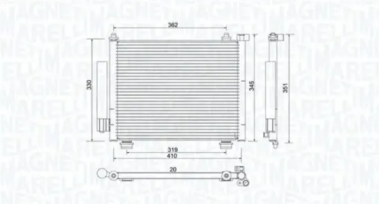 Kondensator, Klimaanlage MAGNETI MARELLI 350203993000 Bild Kondensator, Klimaanlage MAGNETI MARELLI 350203993000