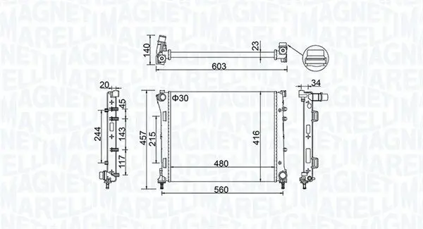 Kühler, Motorkühlung MAGNETI MARELLI 350213151100