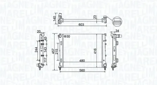Kühler, Motorkühlung MAGNETI MARELLI 350213151100 Bild Kühler, Motorkühlung MAGNETI MARELLI 350213151100