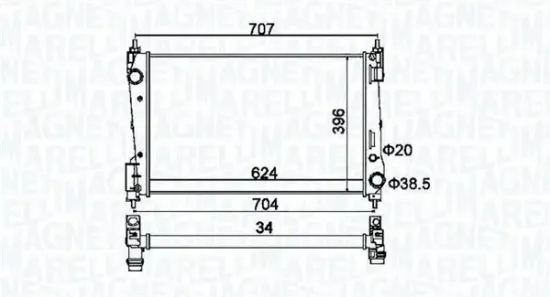 Kühler, Motorkühlung MAGNETI MARELLI 350213151200 Bild Kühler, Motorkühlung MAGNETI MARELLI 350213151200