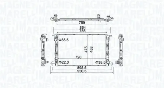 Kühler, Motorkühlung MAGNETI MARELLI 350213154900 Bild Kühler, Motorkühlung MAGNETI MARELLI 350213154900