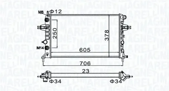 Kühler, Motorkühlung MAGNETI MARELLI 350213158200 Bild Kühler, Motorkühlung MAGNETI MARELLI 350213158200