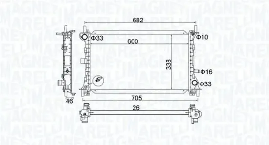 Kühler, Motorkühlung MAGNETI MARELLI 350213159900 Bild Kühler, Motorkühlung MAGNETI MARELLI 350213159900