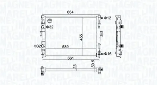 Kühler, Motorkühlung MAGNETI MARELLI 350213160600 Bild Kühler, Motorkühlung MAGNETI MARELLI 350213160600