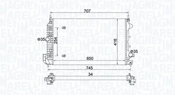 Kühler, Motorkühlung MAGNETI MARELLI 350213162500