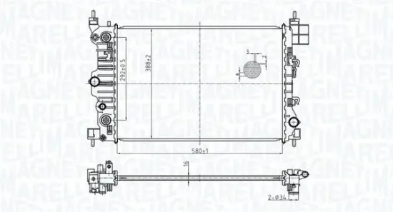 Kühler, Motorkühlung MAGNETI MARELLI 350213178900 Bild Kühler, Motorkühlung MAGNETI MARELLI 350213178900