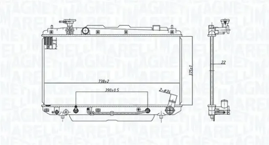 Kühler, Motorkühlung MAGNETI MARELLI 350213183200 Bild Kühler, Motorkühlung MAGNETI MARELLI 350213183200