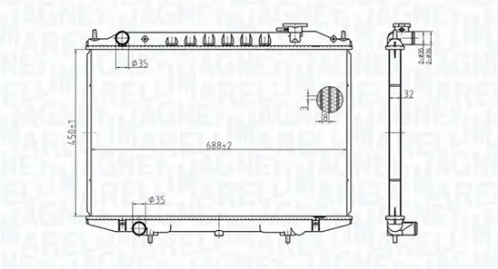 Kühler, Motorkühlung MAGNETI MARELLI 350213183500 Bild Kühler, Motorkühlung MAGNETI MARELLI 350213183500