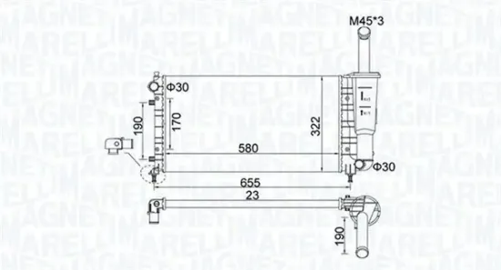Kühler, Motorkühlung MAGNETI MARELLI 350213183600 Bild Kühler, Motorkühlung MAGNETI MARELLI 350213183600