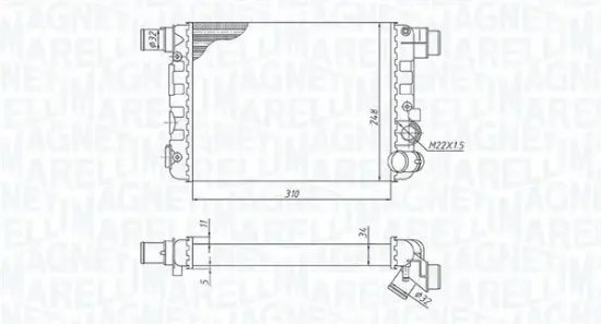 Kühler, Motorkühlung MAGNETI MARELLI 350213188900 Bild Kühler, Motorkühlung MAGNETI MARELLI 350213188900