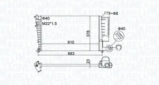 Kühler, Motorkühlung MAGNETI MARELLI 350213189500 Bild Kühler, Motorkühlung MAGNETI MARELLI 350213189500