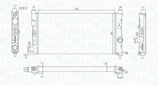 Kühler, Motorkühlung MAGNETI MARELLI 350213190400 Bild Kühler, Motorkühlung MAGNETI MARELLI 350213190400
