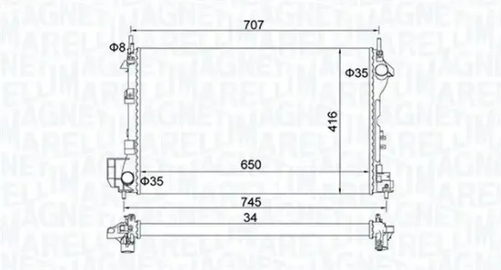 Kühler, Motorkühlung MAGNETI MARELLI 350213195700 Bild Kühler, Motorkühlung MAGNETI MARELLI 350213195700