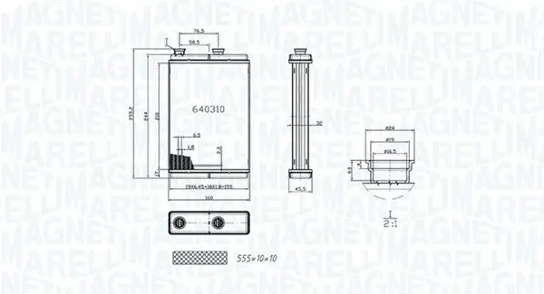 Wärmetauscher, Innenraumheizung MAGNETI MARELLI 350218065000