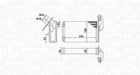 Wärmetauscher, Innenraumheizung MAGNETI MARELLI 350218405000 Bild Wärmetauscher, Innenraumheizung MAGNETI MARELLI 350218405000