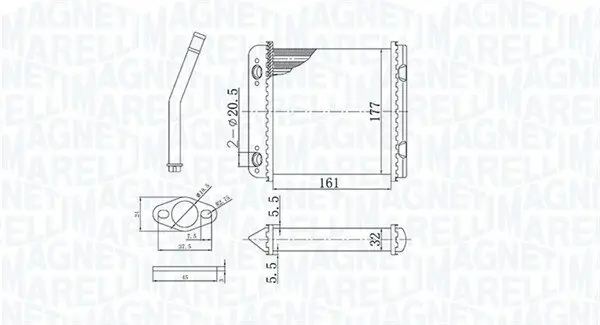 Wärmetauscher, Innenraumheizung MAGNETI MARELLI 350218408000