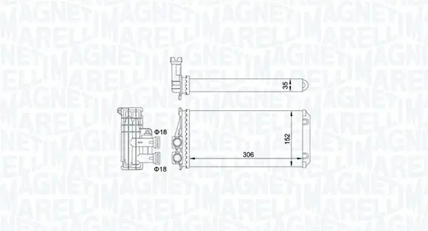 Wärmetauscher, Innenraumheizung MAGNETI MARELLI 350218435000