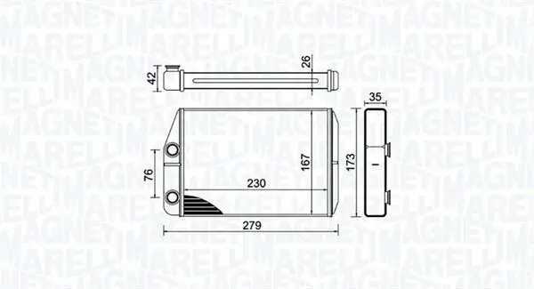 Wärmetauscher, Innenraumheizung MAGNETI MARELLI 350218443000