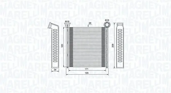 Wärmetauscher, Innenraumheizung MAGNETI MARELLI 350218448000