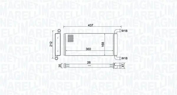 Wärmetauscher, Innenraumheizung MAGNETI MARELLI 350218451000