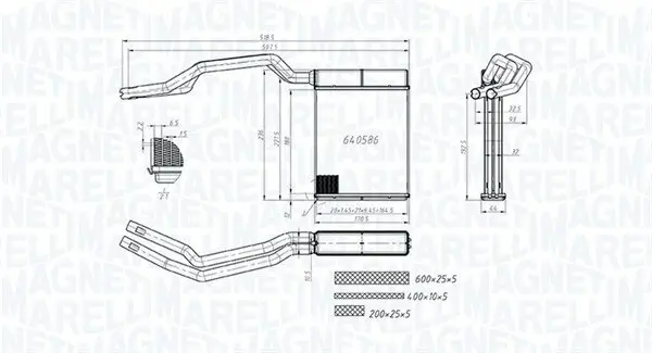 Wärmetauscher, Innenraumheizung MAGNETI MARELLI 350218453000