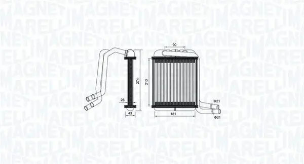 Wärmetauscher, Innenraumheizung MAGNETI MARELLI 350218458000