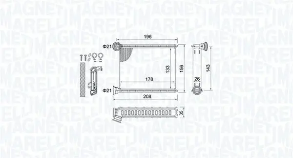 Wärmetauscher, Innenraumheizung MAGNETI MARELLI 350218459000