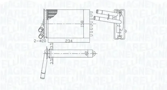 Wärmetauscher, Innenraumheizung MAGNETI MARELLI 350218462000 Bild Wärmetauscher, Innenraumheizung MAGNETI MARELLI 350218462000