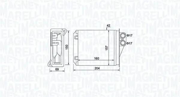 Wärmetauscher, Innenraumheizung MAGNETI MARELLI 350218481000