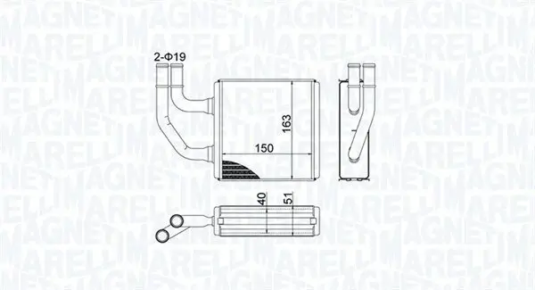 Wärmetauscher, Innenraumheizung MAGNETI MARELLI 350218485000