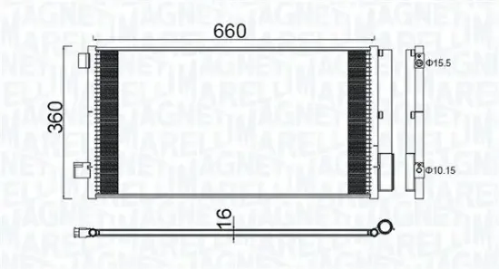 Kondensator, Klimaanlage MAGNETI MARELLI 350203100400 Bild Kondensator, Klimaanlage MAGNETI MARELLI 350203100400