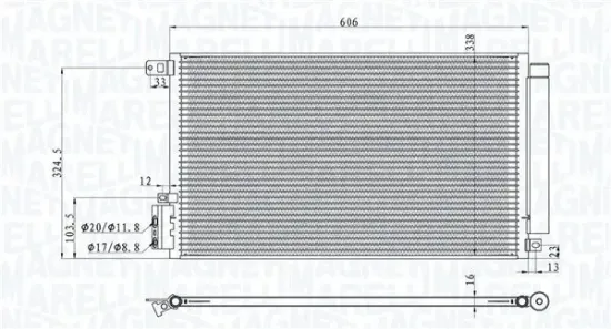 Kondensator, Klimaanlage MAGNETI MARELLI 350203100500 Bild Kondensator, Klimaanlage MAGNETI MARELLI 350203100500