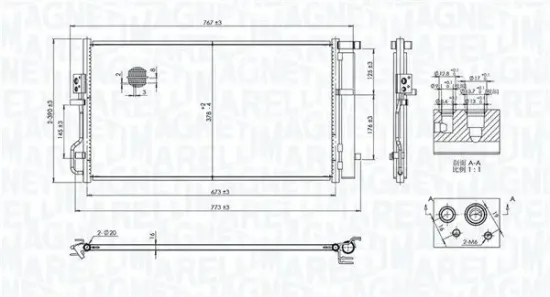 Kondensator, Klimaanlage MAGNETI MARELLI 350203101100 Bild Kondensator, Klimaanlage MAGNETI MARELLI 350203101100