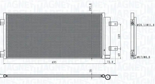 Kondensator, Klimaanlage MAGNETI MARELLI 350203101600