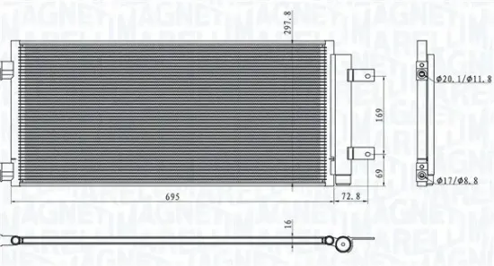 Kondensator, Klimaanlage MAGNETI MARELLI 350203101600 Bild Kondensator, Klimaanlage MAGNETI MARELLI 350203101600