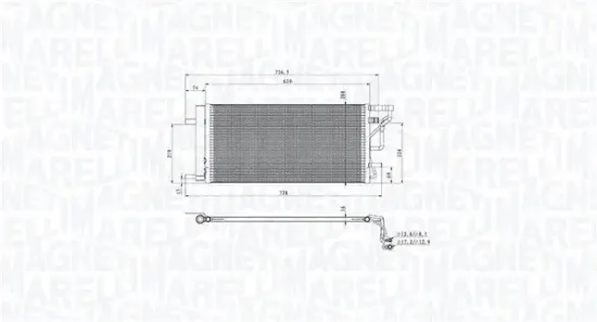 Kondensator, Klimaanlage MAGNETI MARELLI 350203105200 Bild Kondensator, Klimaanlage MAGNETI MARELLI 350203105200