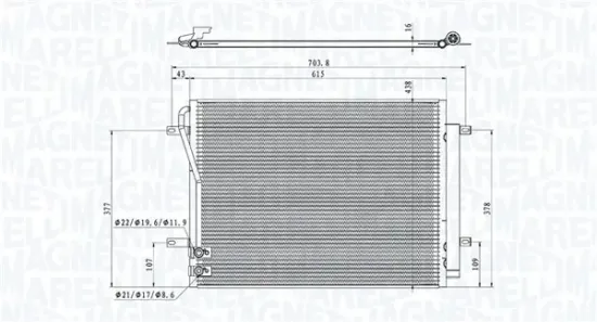 Kondensator, Klimaanlage MAGNETI MARELLI 350203105900 Bild Kondensator, Klimaanlage MAGNETI MARELLI 350203105900