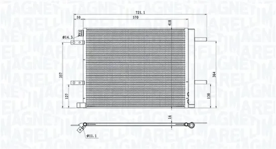 Kondensator, Klimaanlage MAGNETI MARELLI 350203106200 Bild Kondensator, Klimaanlage MAGNETI MARELLI 350203106200
