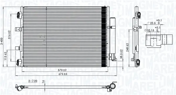 Kondensator, Klimaanlage MAGNETI MARELLI 350203106500