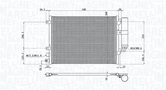 Kondensator, Klimaanlage MAGNETI MARELLI 350203106900 Bild Kondensator, Klimaanlage MAGNETI MARELLI 350203106900